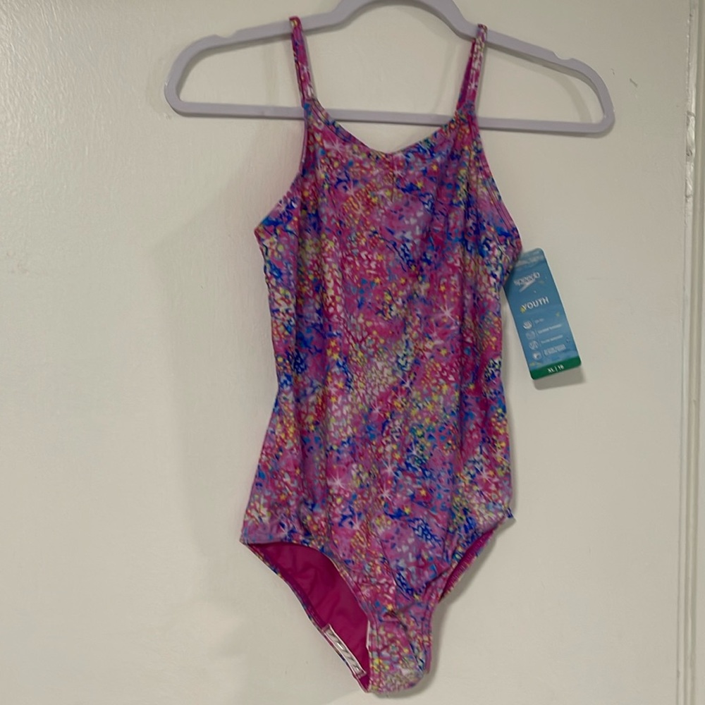 Speedo Bathing Suit for Youth Girls  XL-16 Printed Pink New w/ Tags